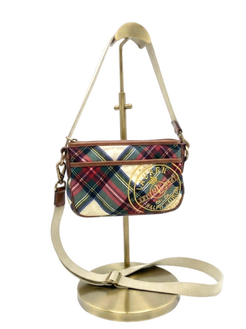 Ralph Lauren Vintage Multi-Color Plaid Crossbody with Leather Trim